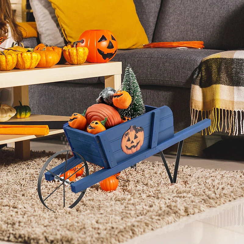 Wooden Wagon Planter, 9 Magnetic Accessories for Garden Yard