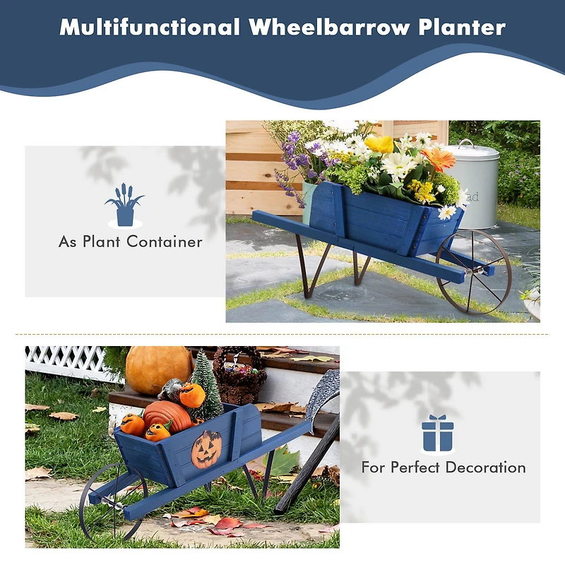 Wooden Wagon Planter, 9 Magnetic Accessories for Garden Yard