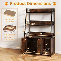 Cat Litter Box Enclosure, Storage Shelves and Scratching Pad - Rustic Brown