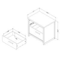 Table de chevet à 2 tiroirs Tao noyer par South Shore Furniture