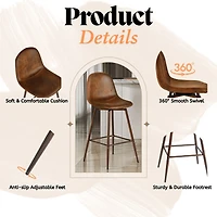 Set of 2 Swivel Suede 26.4" Counter Bar Stools by Maison Classique