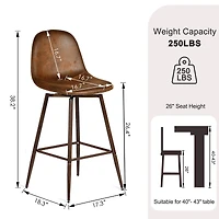 Set of 2 Swivel Suede 26.4" Counter Bar Stools by Maison Classique