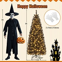 Arbre de Noël pré-illuminé Halloween et Noël avec pointes en PVC et lumières blanc chaud – 6 pi