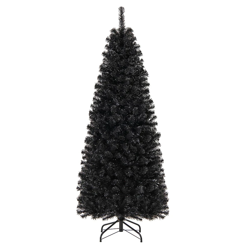 Arbre de Noël pré-illuminé Halloween et Noël avec pointes en PVC et lumières blanc chaud – 6 pi