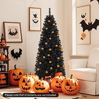Arbre de Noël pré-illuminé Halloween et Noël avec pointes en PVC et lumières blanc chaud – 6 pi