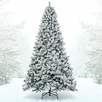 Arbre de Noël artificiel haut de gamme enneigé à charnières – 9 pi