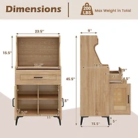 Coffee Bar Cabinet, Pegboard Storage Drawer and Adjustable Shelf - Oak