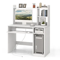Computer Desk with Bookcase and Keyboard Tray