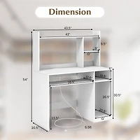 Computer Desk with Bookcase and Keyboard Tray