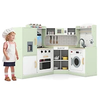 Corner Kids Play Kitchen, Washing Machine and Ice Maker Gift for Boys Girls - Green