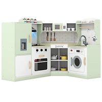 Corner Kids Play Kitchen, Washing Machine and Ice Maker Gift for Boys Girls - Green
