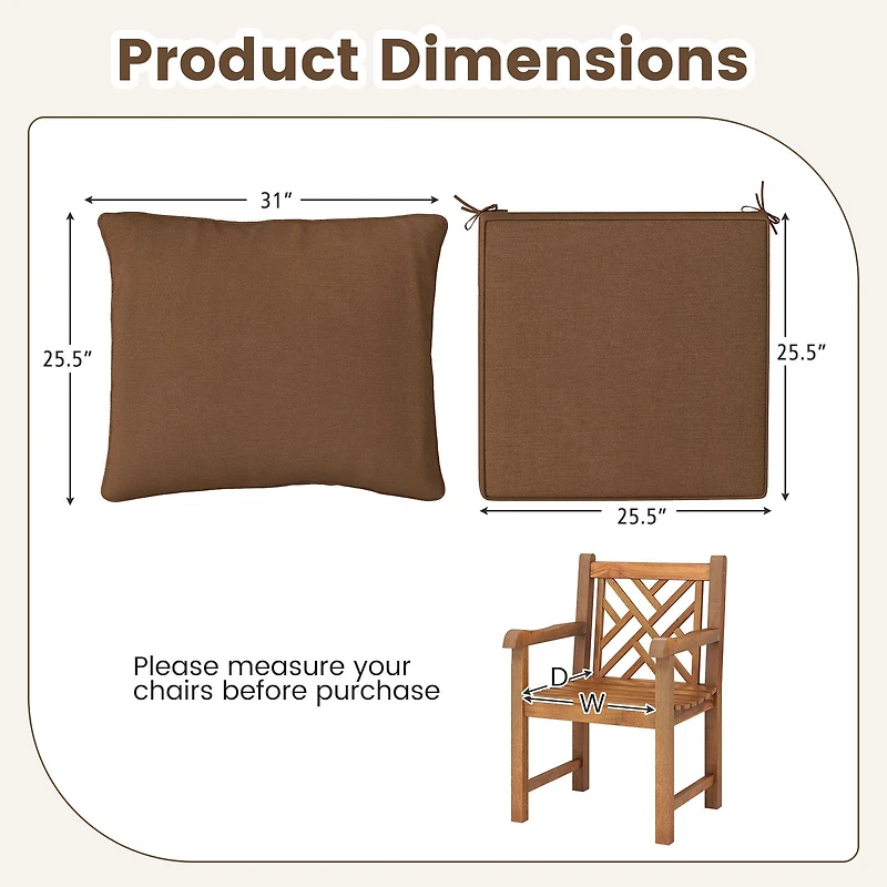 Deep Seat Chair Cushion Pads Set, Rope Belts for Indoor and Outdoor