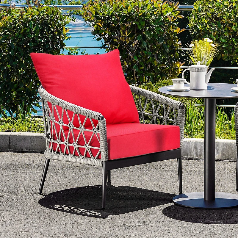 Deep Seat Chair Cushion Pads Set, Rope Belts for Indoor and Outdoor