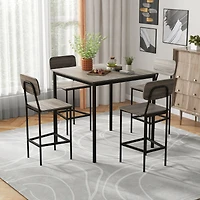 5-Piece Counter-Height Dining Bar Table Set, 4 Bar Chairs - Gray