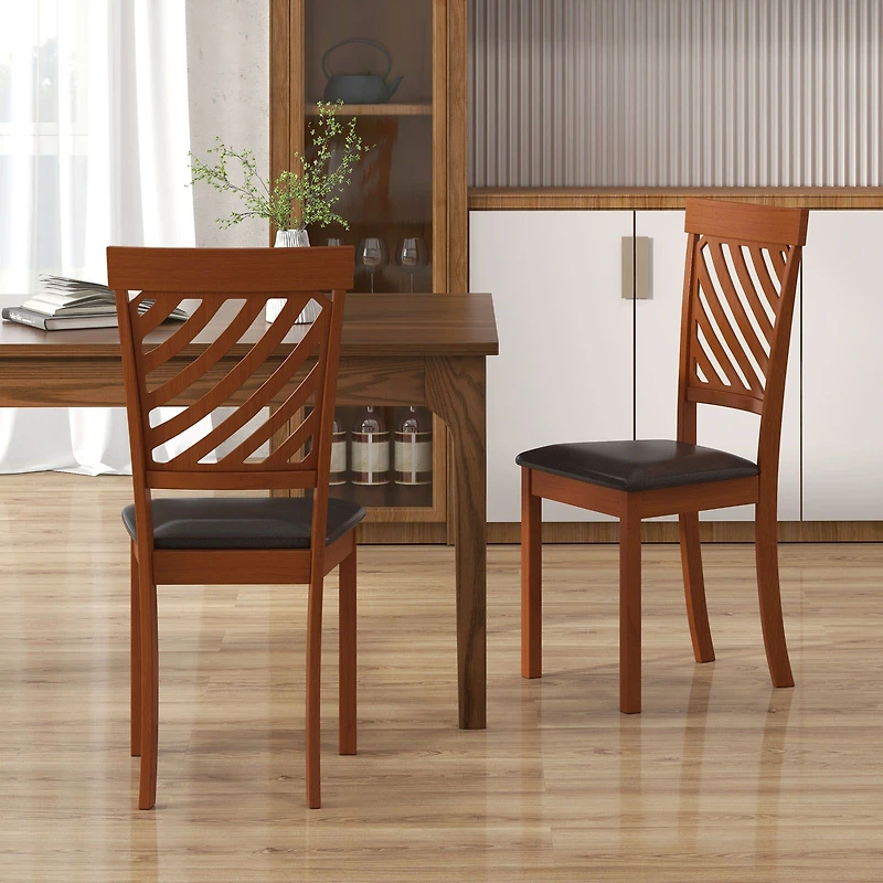 Dining Chairs with Rubber Wood Legs and Ergonomic Back, Set of 2