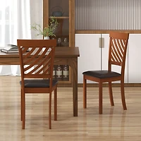 Dining Chairs with Rubber Wood Legs and Ergonomic Back, Set of 2