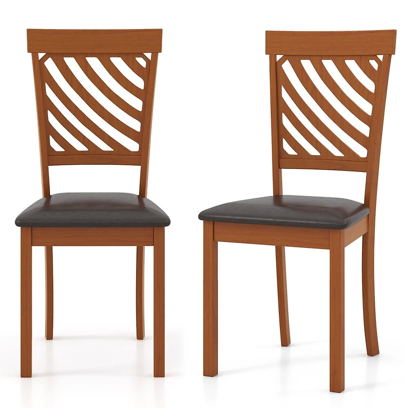 Dining Chairs with Rubber Wood Legs and Ergonomic Back, Set of 2