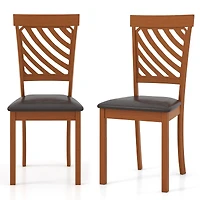 Dining Chairs with Rubber Wood Legs and Ergonomic Back, Set of 2