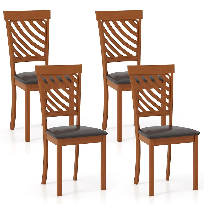 Chaises de salle à manger avec pattes en bois caoutchouc et dossier ergonomique – Ensemble de 2