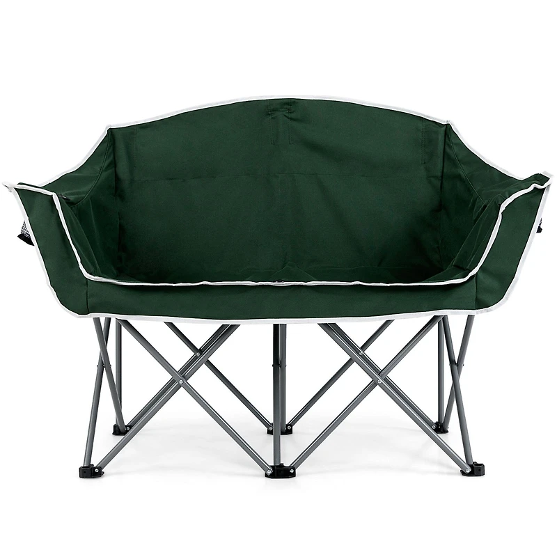 Duo Camping Chair Portable Oversized Loveseat, Armrests and Cup Holders - Green