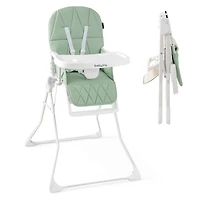 Easy Clean Compact Highchair, Removable Adjustable Tray and PU Seat Cushion - Green