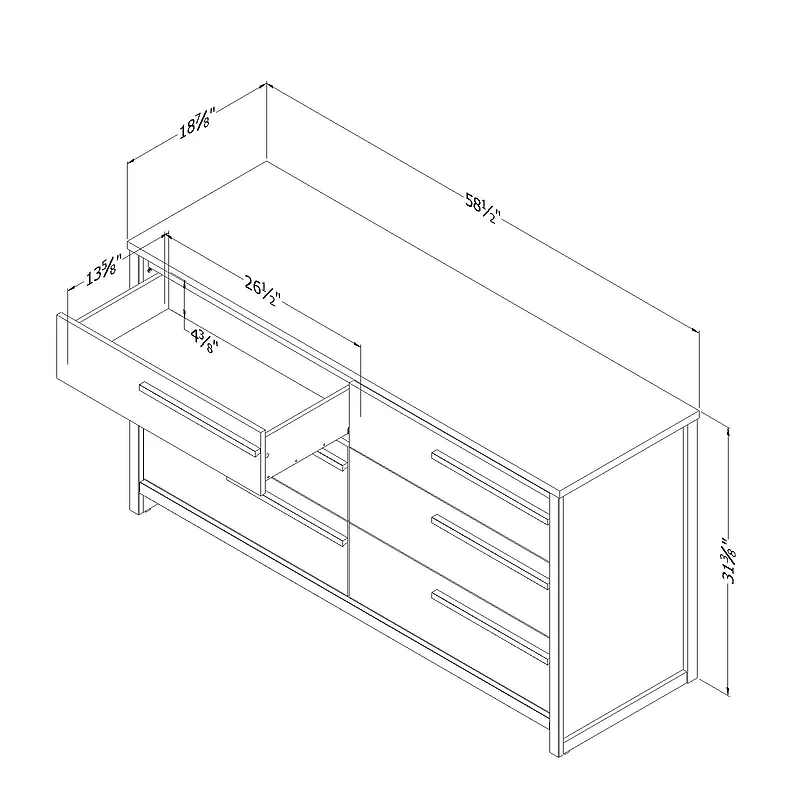 Tao 6-Drawer Double Dresser Grey Oak by South Shore Furniture