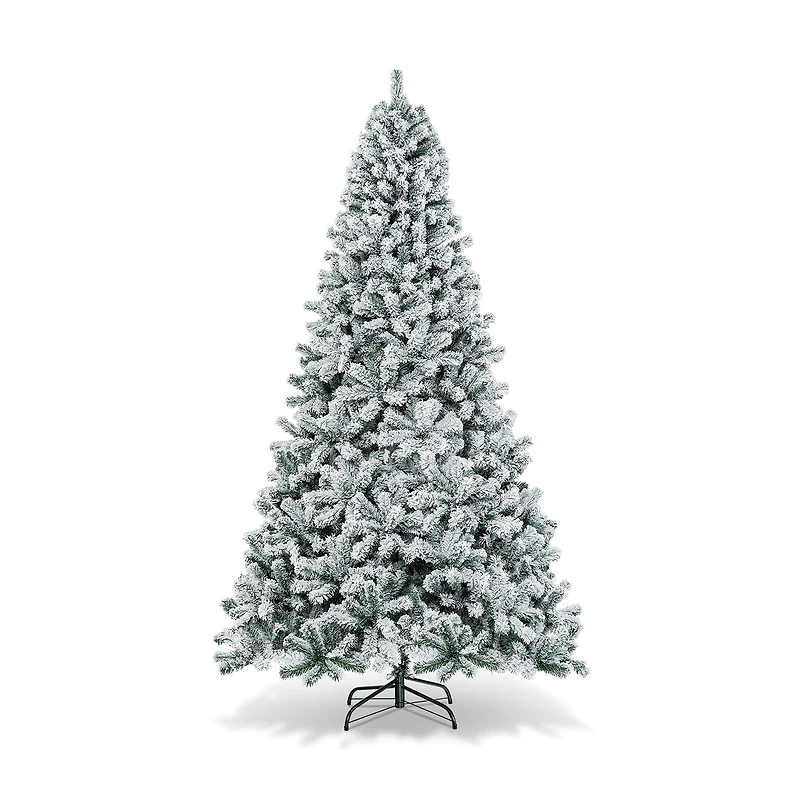Arbre de Noël artificiel haut de gamme enneigé à charnières – 9 pi
