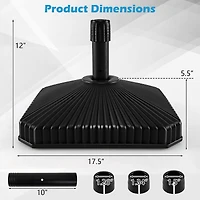 Fillable Umbrella Base, Shell Texture and 3 Coupler Sizes - Black