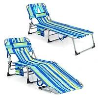 Chaise longue de plage pliable, coussin pour l'extérieur