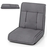 Folding Floor Chair Convertible Lazy Chair, 14-Poistion Adjustable Backrest - Gray