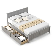 Full Bed Frame, Storage Drawers and Solid Wood Headboard