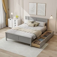 Full Bed Frame, Storage Drawers and Solid Wood Headboard