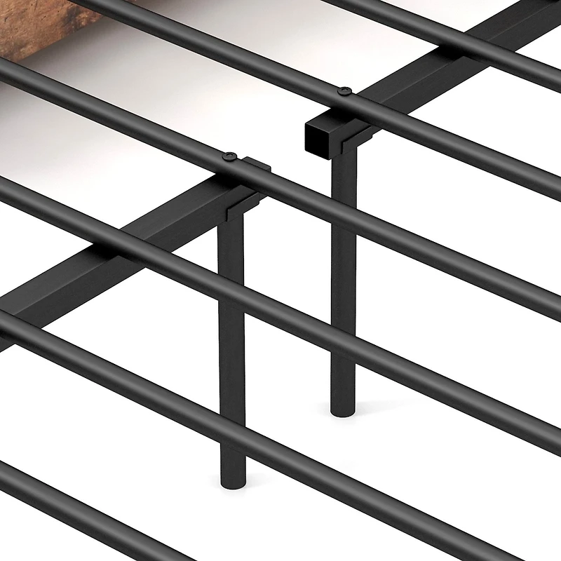 Cadre de lit avec tête de lit 2 niveaux et station de recharge – Format double