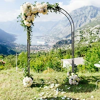 Garden Arch Arbor Trellis Patio Plant Stand Rack Archway - Black