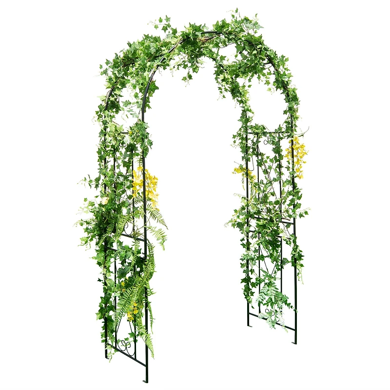 Garden Arch Arbor Trellis Patio Plant Stand Rack Archway - Black