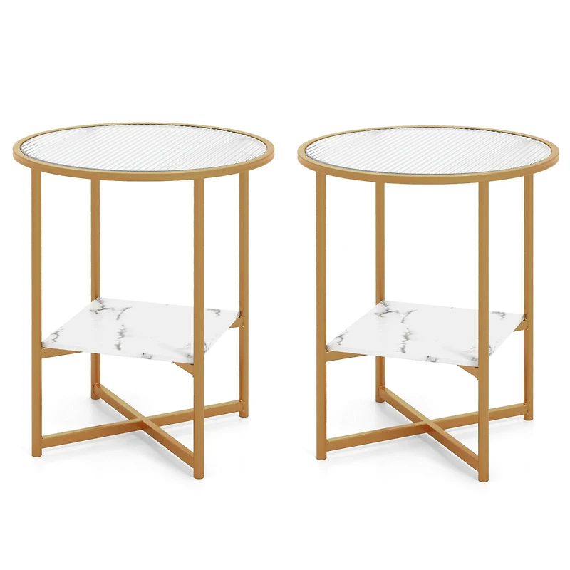 2-Tier Glass End Table, Set of 2