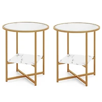 2-Tier Glass End Table, Set of 2