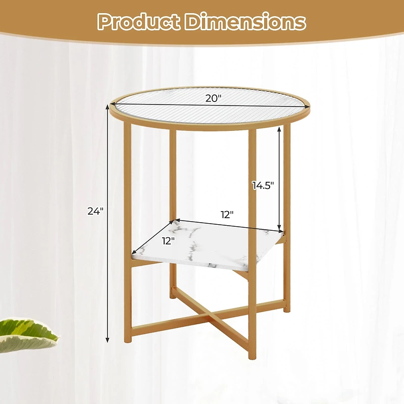 2-Tier Glass End Table, Set of 2