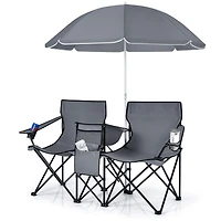 Portable Folding Picnic Double Chair, Umbrella