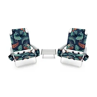 2 Packs 5-Position Outdoor Folding Backpack Beach Table Chair Reclining Set