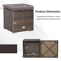 2-Piece Patio Ottoman, Removable Cushions