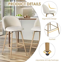 Tabourets de comptoir modernes en tissu beige, Ensemble de 4