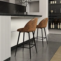 Set of 2 Swivel Suede 26.8" Counter Bar Stools by Maison Classique