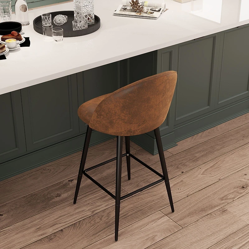 Set of 2 Swivel Suede 26.8" Counter Bar Stools by Maison Classique