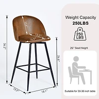Set of 2 Swivel Suede 26.8" Counter Bar Stools by Maison Classique