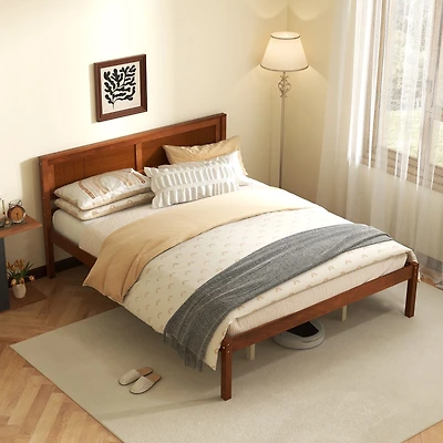 Bed Frame, Wooden Headboard and Slat Support