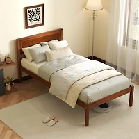 Bed Frame, Wooden Headboard and Slat Support