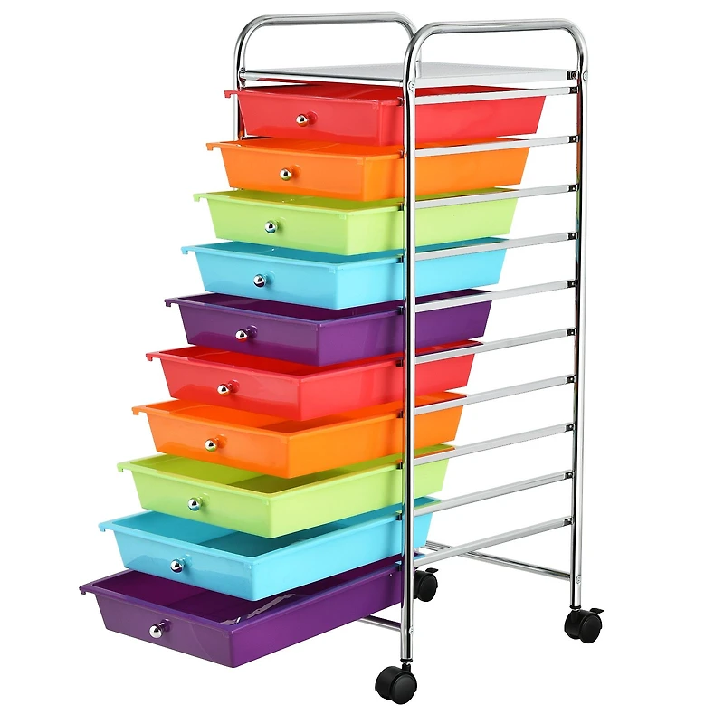 10 Drawer Rolling Storage Cart Organizer, 4 Universal Casters