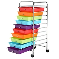 10 Drawer Rolling Storage Cart Organizer, 4 Universal Casters