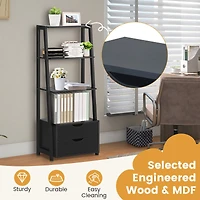 Bibliothèque échelle à 4 niveaux avec rangement